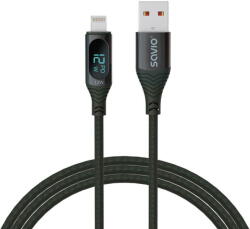 SAVIO USB - Lightning cable with display, CL-173, 1 m, black (CL-173)