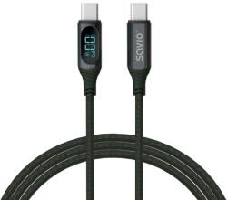 SAVIO USB-C - USB-C cable with display, CL-174, 1 m, black (CL-174)