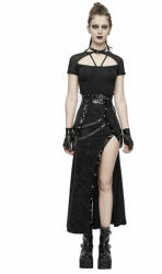 Devil Fashion Fustă pentru femei DEVIL FASHION - Tokyo Underground Gothic Black Women Half skirts With Japanese Slit - SKT101