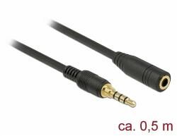Delock Sztereó jack hosszabbító kábel 3, 5 mm 4-tűs apa > anya 0, 5 m hosszú fekete (85627) - dellaprint