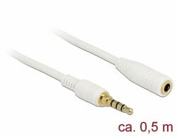 Delock Sztereó jack hosszabbító kábel 3, 5 mm 4-tűs apa > anya 0, 5 m hosszú fehér (85628)