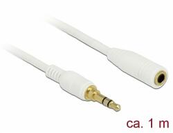 Delock Sztereó jack hosszabbító kábel 3, 5 mm 3-tűs apa > anya 1 m hosszú fehér (85577)