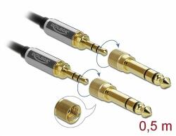 Delock Sztereó kábel 3, 5 mm-es 3 pólusú apa apa, csavaros adapterrel 0, 5 m (85784) - dellaprint