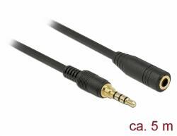 Delock Sztereó jack hosszabbító kábel 3, 5 mm 4-tűs apa > anya 5 m hosszú fekete (85635)