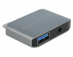Delock Audio átalakító USB Type-C apa - sztereó jack anya 3, 5 mm-es + USB 3, 0 A-es anya (63965)