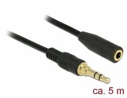 Delock Sztereó jack hosszabbító kábel 3, 5 mm 3-tűs apa > anya 5 m hosszú fekete (85590) - dellaprint