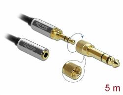 Delock Sztereó hosszabbító kábel 3, 5 mm 3 pólusú apa anya, 6, 35 mm-es csavaros adapterrel 5 m (85783) - dellaprint