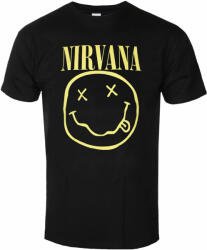 ROCK OFF Tricou bărbați Nirvana - Yellow Happy Face - Negru - ROCK OFF - NIRVTS04MB