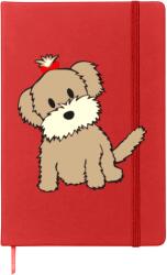 Jegyzetfüzet könyvjelzővel A6: piros - s potlačou „Rajzolt kutyus