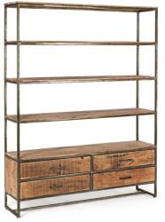 Bizzotto Biblioteca cu 4 polite si 4 sertare din fier gri patinat si lemn maro Elmer 145 cm x 35 cm x 190 h (0746310) Vitrina