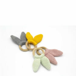 BabyJem Jucarie dentitie din bumbac cu inel din lemn babyjem amigurumi (culoare: roz) (BJ_6514) - bekid