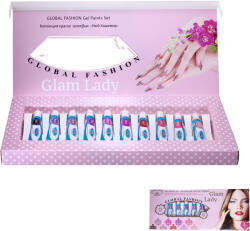 Global Fashion Set 10 bucati gel vopsea, Glam Lady, Global Fashion, tub, 5g, multicolor