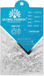Global Fashion Decor pentru unghii, Swarovski, Romburi 3D, Global Fashion, argintii, set 1440 bucati