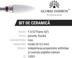 Global Fashion Capat freza, bit ceramic, rosu, Flame S(F)