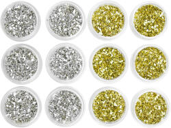 Global Fashion Set 12 paiete decorative pentru unghii, aurii si argintii