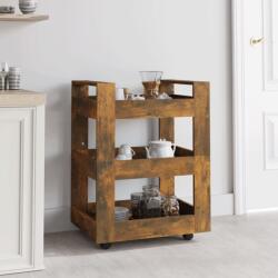 vidaXL Cărucior de bucătărie stejar fumuriu 60x45x80 cm lemn prelucrat (816821)
