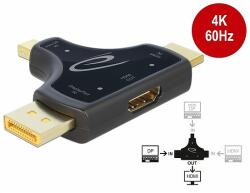 Delock 3 az 1-ben Monitor Csatlakozó HDMI / DisplayPort / mini DisplayPort bemenetbol HDMI kimenetbe (64059)