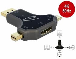 Delock 3 az 1-ben Monitor Csatlakozó USB-C / DisplayPort / mini DisplayPort bemenetbol HDMI kimenet (64060) - dellaprint