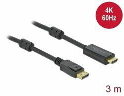 Delock Aktív DisplayPort 1.2 - HDMI kábel 4K 60 Hz 3 méter hosszú (85957)