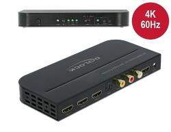 Delock HDMI kapcsoló 3 x HDMI bemenet - 1 x HDMI kimenet 4K 60 Hz Audio Extractor-ral (66498) - dellaprint