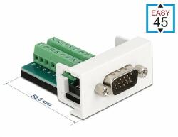 Delock Easy 45 Modul VGA Stecker zu 16 Pin Terminalblock 22, 5 x 45 mm (81347)