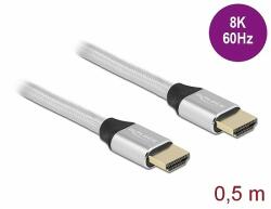 Delock Ultra nagy sebességű HDMI kábel 48 Gbps 8K 60 Hz ezüst 0, 5 m tanúsítvánnyal (85365)