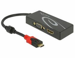 Delock Elosztó USB Type-C csatlakozóval (DP alternatív mód) > 1 db HDMI + 1 db VGA csatlakozó (87730)