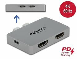 Delock Kettős HDMI adapter MacBook-hoz 4K 60 Hz és PD 3.0-s (64123) - dellaprint