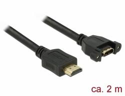 Delock Kábel, HDMI-A dugó > HDMI-A hüvely, panelrögzítés, 4K 30 Hz 2 m (85464) - dellaprint