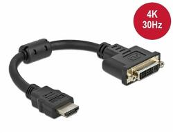 Delock Adapter HDMI csatlakozó - DVI 24+5 aljzat 4K 30 Hz, 20 cm (65206) - dellaprint