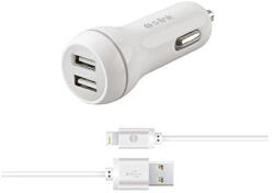 S-Link Autós töltő - SW-C530 (2db USB, 5V/2.1A, 5W, Micro USB, 100cm adat+töltőkábel, fehér) Mobil (17524)