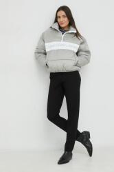 Calvin Klein Jeans geaca femei, culoarea gri, de iarna, oversize 9BYY-KUD177_09X