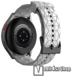 Okosóra szíj - szilikon, focilabda textúra minta - FEHÉR - 125mm+89mm hosszú, 22mm széles - SAMSUNG Galaxy Watch 46mm / Watch GT2 46mm / Watch GT 2e / Galaxy Watch3 45mm / Honor MagicWatch 2 46mm