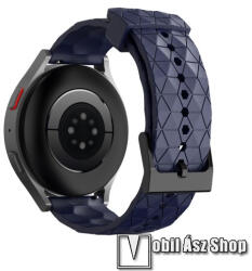  Okosóra szíj - szilikon, focilabda textúra minta - SÖTÉTKÉK - 128mm+85mm hosszú, 20mm széles - SAMSUNG Galaxy Watch 42mm / Amazfit GTS / Galaxy Watch3 41mm / HUAWEI Watch GT 2 42mm / Galaxy Watch Acti