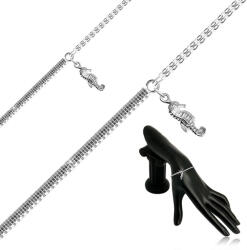 Ekszer Eshop 925 Ezüst karkötő - szögletes lánc, ovális láncszemek, csikóhallal