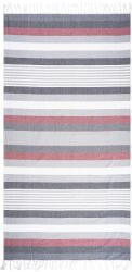 4home Prosop Fouta Stripes red cu franjuri, 90 x 170 cm