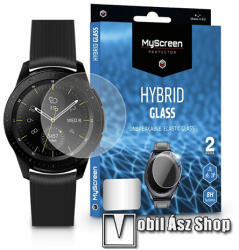 MYSCREEN Protector Hybrid Glass okosóra flexibilis üveg képernyővédő - ÁTLÁTSZÓ - 2 db, 8H, A képernyő sík részét védi - SAMSUNG Galaxy Watch 42mm (SM-R810NZ)