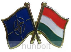  Kitűző, páros zászló NATO -Magyar jelvény 26x15 mm