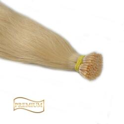 HairExtensionShop Prémium I-TIP Póthaj Platinaszőke Mikrogyűrűs Hajhosszabbításhoz 60cm (Szín #613) (VIT60613)