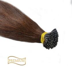 HairExtensionShop Prémium I-TIP Póthaj Középbarna Mikrogyűrűs Hajhosszabbításhoz 60cm (Szín #6) (VIT606)