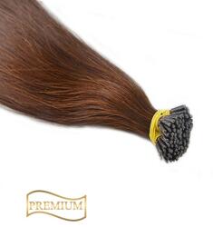HairExtensionShop Prémium I-TIP Póthaj Világosbarna Mikrogyűrűs Hajhosszabbításhoz 50cm (Szín #8) (VIT508)