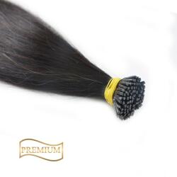HairExtensionShop Prémium I-TIP Póthaj Natúrfekete Mikrogyűrűs Hajhosszabbításhoz 60cm (Szín #1b) (VIT601b)