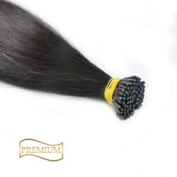 HairExtensionShop Prémium I-TIP Póthaj Natúrfekete Mikrogyűrűs Hajhosszabbításhoz 70cm (Szín #1b) (VIT701b)