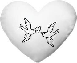 Szív alakú párna: fehér - s potlačou „Madarak