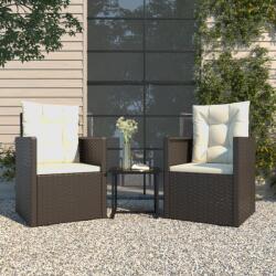 vidaXL Set mobilier de exterior cu perne, 3 piese, negru, poliratan (319192) - vidaxl