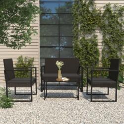 vidaXL Set mobilier relaxare grădină 4 piese cu perne poliratan negru (319199)