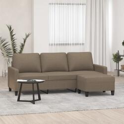 vidaXL Canapea cu 3 locuri și taburet, taupe, 180 cm, material textil (3153374) Canapea