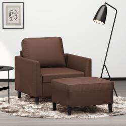 vidaXL Fotoliu canapea cu taburet, maro, 60 cm, piele ecologică (3153493) Canapea