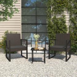 vidaXL Set mobilier de grădină cu perne, 3 piese, negru, poliratan (319198)
