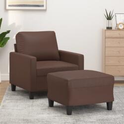 vidaXL Fotoliu canapea cu taburet, maro, 60 cm, piele ecologică (3153349) Canapea